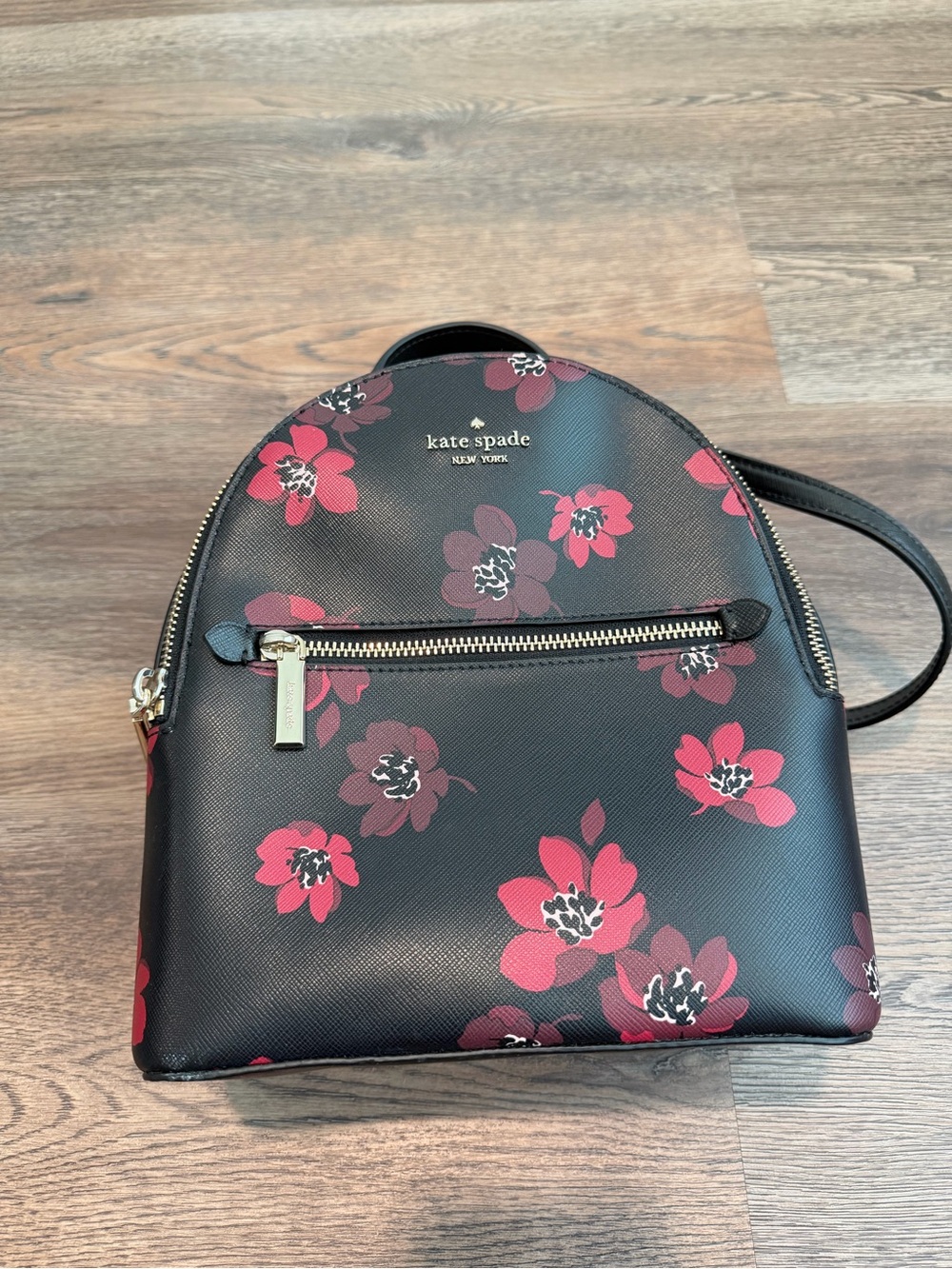Kate Spade New York Perry Small Backpack Black Dancing Blooms Floral Print